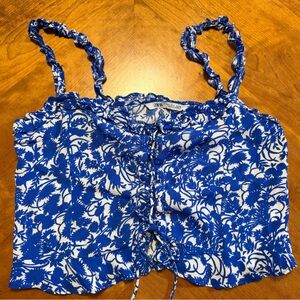 Zara Blue and White Floral Top